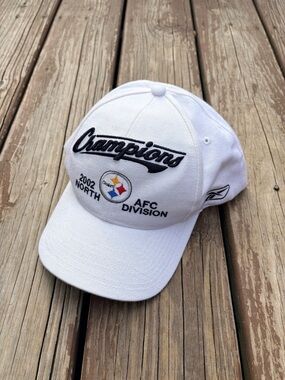 VTG Reebok White and Black 'Champions' Pittsburgh Steelers AFC Division Hat